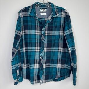 Billabong Core Fit Blue Flannel Shirt Men’s Size Small Plaid Button Down